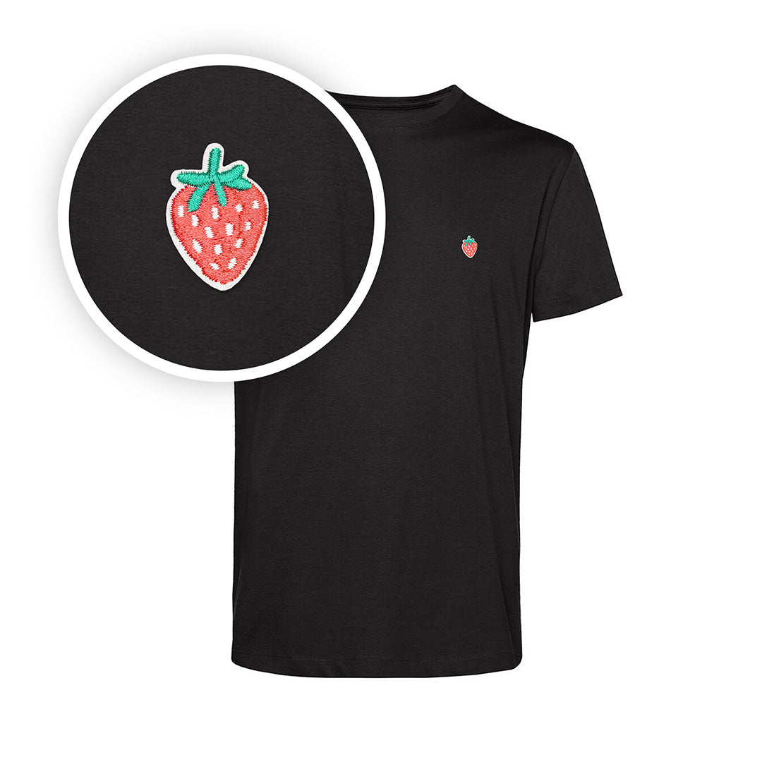 Mansikka - t-paita, brodeerattu merkki