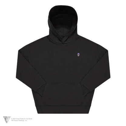 Mustanaamio - collegehuppari, brodeerattu merkki