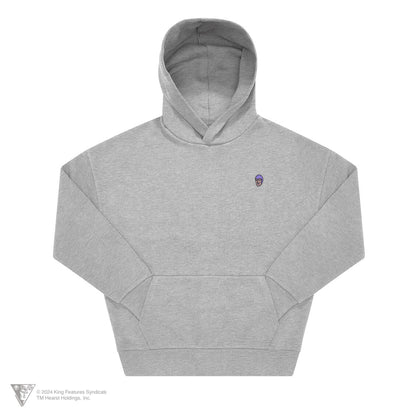 Mustanaamio - collegehuppari, brodeerattu merkki